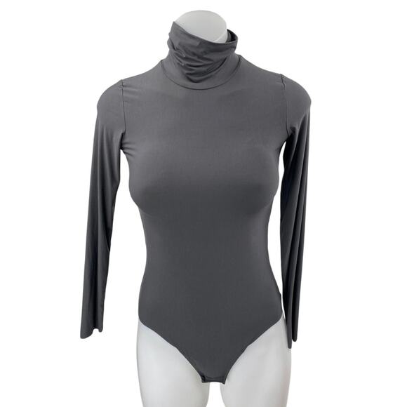 Commando Dark Gray Long Sleeve Turtleneck T Shirt Stretch Bodysuit Top Size S - Picture 1 of 3